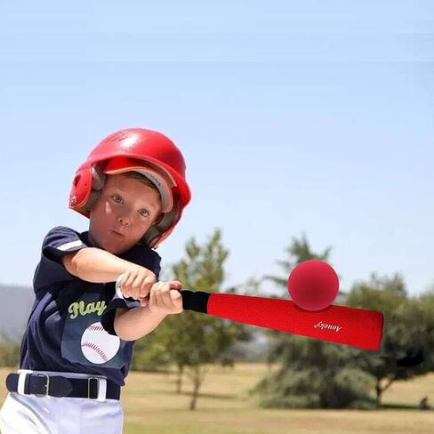 Aoneky 16.5 inch Min Foam Baseball Bat and Ball for Toddler - Indoor Soft Super Safe T Ball Bat Toys Set for Kids Age 1 Years Old (Red) in Saudi Arabia