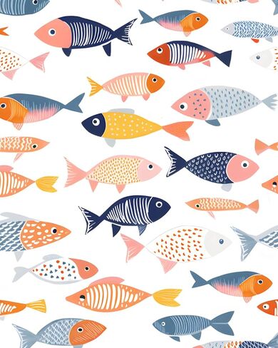 Fish Peel and Stick Wallpaper Vintage Boho Leaf Contact Paper White Floral Wall Mural Home Vinyl Waterproof Self Adhesive Removable Renter Friendly Wall Paper 17.5" x 118" in Saudi Arabia