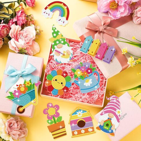 20 PCS Spring Diamond Painting Tags for Kids, DIY Diamond Painting Key Chain Decoration Hanging Pendant Handcraft Cards for Crafts Home Decor (Spring) in Saudi Arabia