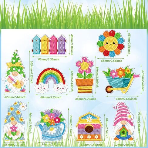 20 PCS Spring Diamond Painting Tags for Kids, DIY Diamond Painting Key Chain Decoration Hanging Pendant Handcraft Cards for Crafts Home Decor (Spring) in Saudi Arabia