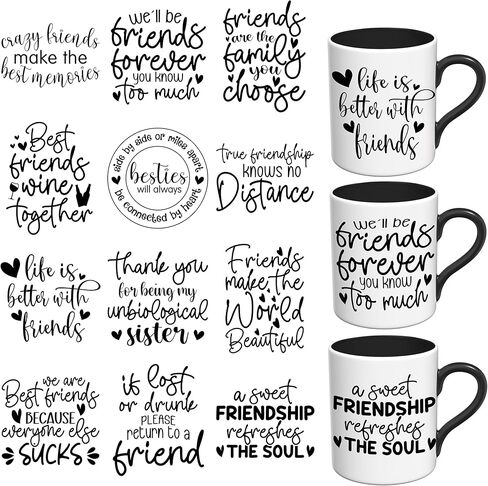 UV DTF Stickers - 12 Sheets Best Friends UV DTF Cup Wrap for Coffee Mugs Glass, DIY Decals for Tumblers, Waterproof Rub on Transfers for Crafts in Saudi Arabia