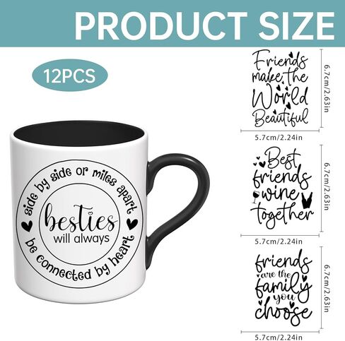 UV DTF Stickers - 12 Sheets Best Friends UV DTF Cup Wrap for Coffee Mugs Glass, DIY Decals for Tumblers, Waterproof Rub on Transfers for Crafts in Saudi Arabia