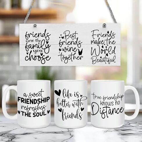 UV DTF Stickers - 12 Sheets Best Friends UV DTF Cup Wrap for Coffee Mugs Glass, DIY Decals for Tumblers, Waterproof Rub on Transfers for Crafts in Saudi Arabia