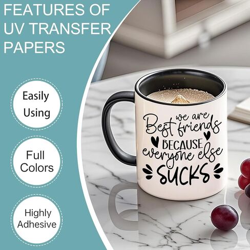 UV DTF Stickers - 12 Sheets Best Friends UV DTF Cup Wrap for Coffee Mugs Glass, DIY Decals for Tumblers, Waterproof Rub on Transfers for Crafts in Saudi Arabia