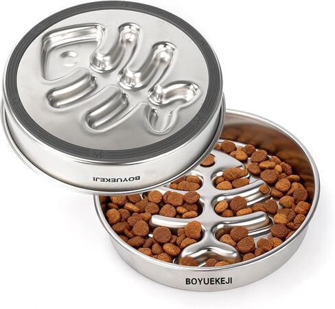 BOYUEKEJI Stainless Steel Slow Feeder Dog Bowl, 304 Grade MetalPet Food Bowl, Teddy Cat Design Insert, Healthy Feeding Solution for Dogs, Cats in Kuwait