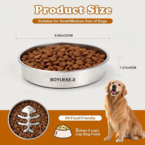 BOYUEKEJI Stainless Steel Slow Feeder Dog Bowl, 304 Grade MetalPet Food Bowl, Teddy Cat Design Insert, Healthy Feeding Solution for Dogs, Cats in Kuwait