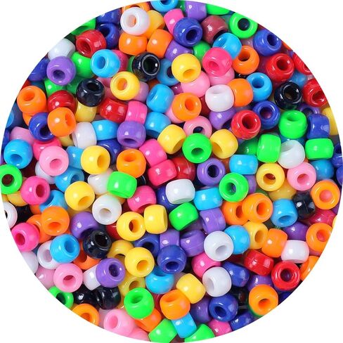 1200pcs Pony Beads Bulk – 11 Colors 6x9mm Plastic Craft Beads for Bracelets, Jewelry, Hair Braiding & DIY Projects in Saudi Arabia