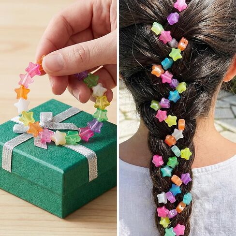 OIIKI 200pcs Glow in The Dark Star Beads, Luminous Star Pony Beads for Jewelry Making, 0.5in Colorful Pendant Charms Loose Spacer Accessories for Necklace Earrings Bracelets DIY Crafts in Saudi Arabia
