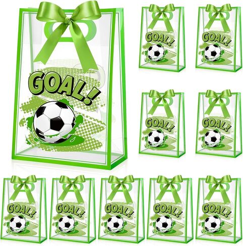Aliceset 12 Pcs Softball Clear Goodie Bag with Die Cut Handles and Ribbons Sport Theme Party Favor Bags for Softball Team Snack Wrapping Teamer Gifts Birthday Party Treats Supplies, 7x10x3.15 Inch in Saudi Arabia