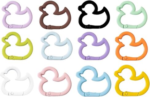 Durable 12pcs Alloy Colorful Duckling-Shaped Key Rings, Spring Clasp Snap Hooks for DIY Jewelry, Crafts & Purse Accessories in Saudi Arabia