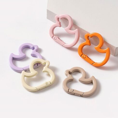 Durable 12pcs Alloy Colorful Duckling-Shaped Key Rings, Spring Clasp Snap Hooks for DIY Jewelry, Crafts & Purse Accessories in Saudi Arabia