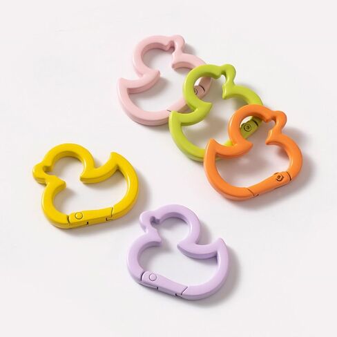 Durable 12pcs Alloy Colorful Duckling-Shaped Key Rings, Spring Clasp Snap Hooks for DIY Jewelry, Crafts & Purse Accessories in Saudi Arabia