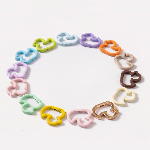 Durable 12pcs Alloy Colorful Duckling-Shaped Key Rings, Spring Clasp Snap Hooks for DIY Jewelry, Crafts & Purse Accessories in Saudi Arabia