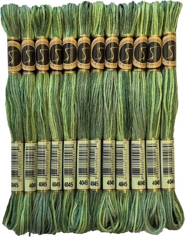 حزمة خيط تطريز بألوان سحرية متنوعة من خيوط الغرز المتقاطعة، 8.7 ياردة، غابة دائمة الخضرة، حزمة من 12 قطعة من الخيوط in Kuwait