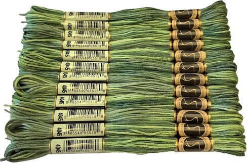 حزمة خيط تطريز بألوان سحرية متنوعة من خيوط الغرز المتقاطعة، 8.7 ياردة، غابة دائمة الخضرة، حزمة من 12 قطعة من الخيوط in Kuwait