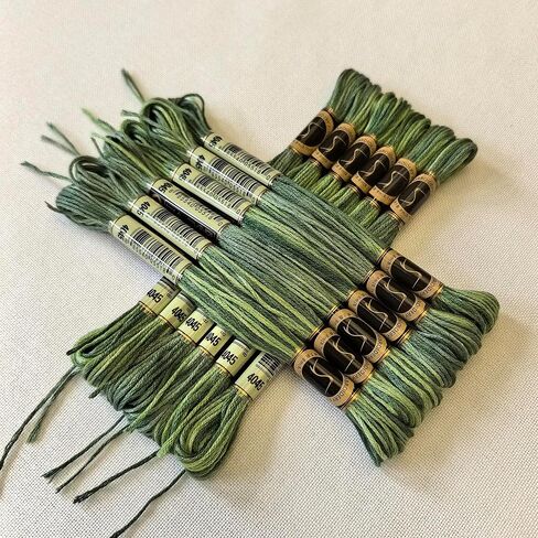 حزمة خيط تطريز بألوان سحرية متنوعة من خيوط الغرز المتقاطعة، 8.7 ياردة، غابة دائمة الخضرة، حزمة من 12 قطعة من الخيوط in Kuwait
