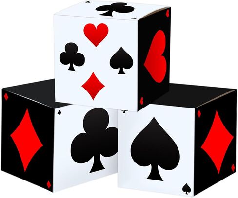 Mototo 3 PCS Casino Theme Party Decoration 11.8 Inches Poker Favor Boxes Large Paper Poker Boxes Bulk Casino Centerpiece for Table Birthday Centerpiece Las Vegas Game Night Party Decoration Supplies in Saudi Arabia