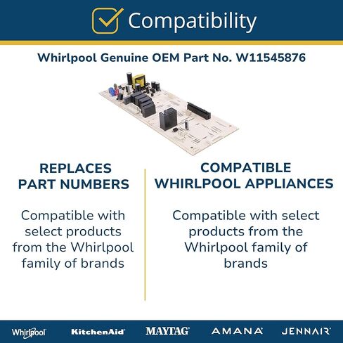 ويرلبول W11545876 OEM لوحة تحكم واجهة المستخدم للميكروويف، متعدد الألوان in Kuwait
