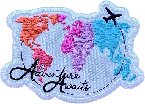 Adventure Awaits 3 Inches Embroidery Patch, Airplane Iron On/Sew On Travel Embroidered Applique Patch,Travel Patches, Fabric Patches for Clothes Backpacks Hats, Traveler DIY Accessories Gifts in Saudi Arabia
