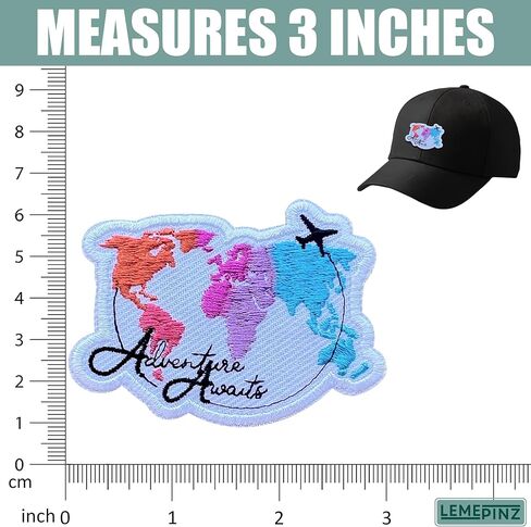 Adventure Awaits 3 Inches Embroidery Patch, Airplane Iron On/Sew On Travel Embroidered Applique Patch,Travel Patches, Fabric Patches for Clothes Backpacks Hats, Traveler DIY Accessories Gifts in Saudi Arabia