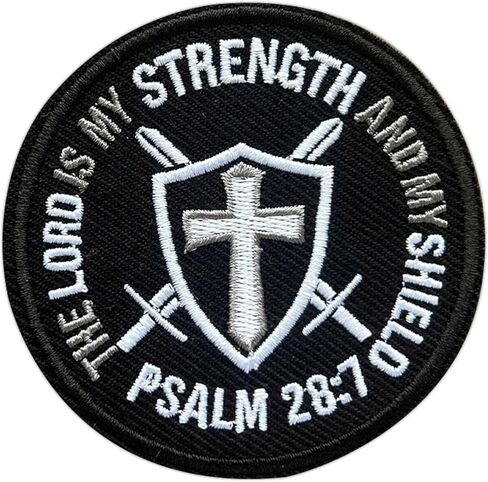 The Lord is My Strength and My Shield 3 Inches Hook and Loop Embroidered Applique Patches, Cross Embroidery Patch, DIY Accessories for Backpacks Army Vests Dog Harness Clothes, Worship Gifts in Kuwait