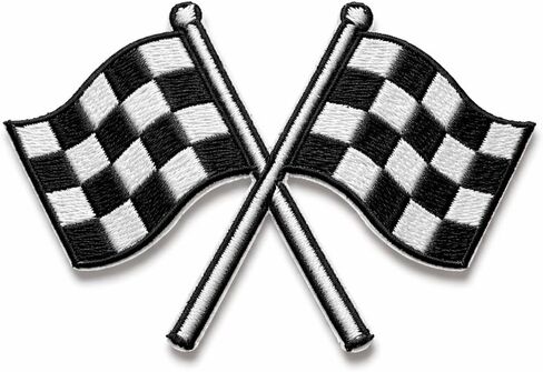 Checkered Flag Patch - Racing Patches for Jackets - Iron On or Sew On Embroidered Patch - Trucker Hat Patches for Backpacks, Vest, DIY Applique Accessories, Clothes, Cap in Saudi Arabia