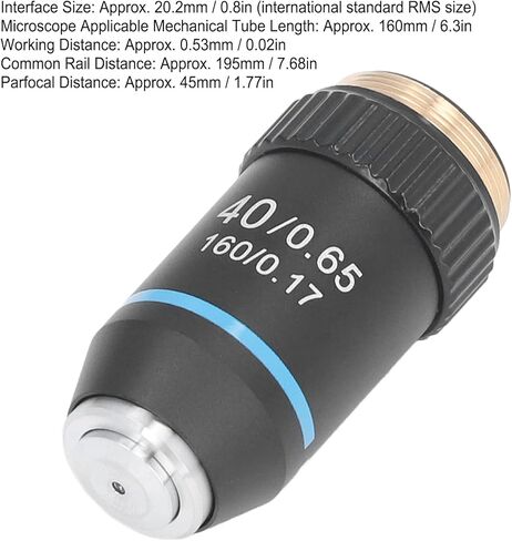 Generic Achromatic Microscope Objective, 40X High Magnification 20.2mm Thread Standard RMS Black 195 in Saudi Arabia