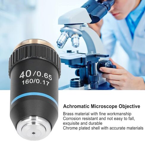 Generic Achromatic Microscope Objective, 40X High Magnification 20.2mm Thread Standard RMS Black 195 in Saudi Arabia