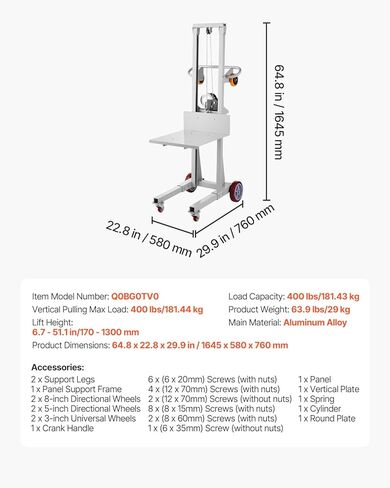 رفع المواد الهيدروليكية Vevor ، مكدس Winch القابل للطي 450 رطل 39.4 '' أقصى ارتفاع مع عجلات مطاطية سميكة 9 '، عجلات أمامية دوارة ، لوحة منصة الصلب القابلة للإزالة ، الشوك القابلة للتعديل in Saudi Arabia