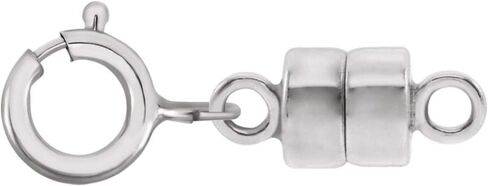 14K White Gold Round Magnetic Clasp Converter with Spring Ring | 15.8mm x 4.5 mm | for Necklace or Bracelet | 1 Piece in Saudi Arabia