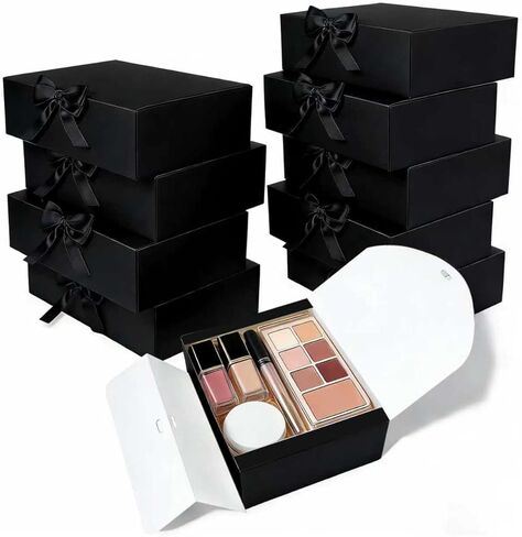 XyaMov 10 قطع علب هدايا مع أغطية، 10x8x4 بوصة صناديق هدايا حمراء مع أشرطة، صندوق اقتراح وصيفة العروس، صندوق هدايا ورقي كرافت لحفلات الزفاف، التعبئة والتغليف، الحاضر، عيد الميلاد، صناديق كب كيك، صياغة in Kuwait