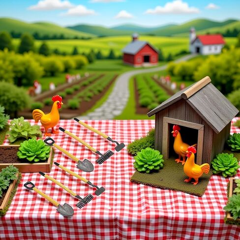 6Pcs 1/12 Miniature Shovel Rake and Hoe Farm Tools Dollhouse Decoration Accessories Yard Supplies Scene Model Set Decor Accessories, Dollhouse Accessories, Decor in Saudi Arabia