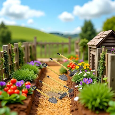 6Pcs 1/12 Miniature Shovel Rake and Hoe Farm Tools Dollhouse Decoration Accessories Yard Supplies Scene Model Set Decor Accessories, Dollhouse Accessories, Decor in Saudi Arabia