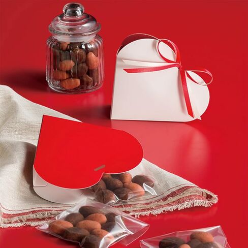 BASEMMAHER 15 Pcs Red Heart Treat Boxes Valentine's Day Love Heart Shaped Double-sided Candy Chocolate Baked Cookies Gift Folding Boxes for Wedding New Year Mother's Day Birthday Party Decor Supplies in Saudi Arabia