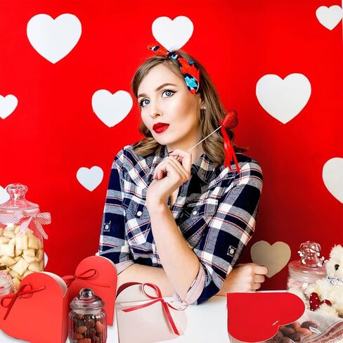 BASEMMAHER 15 Pcs Red Heart Treat Boxes Valentine's Day Love Heart Shaped Double-sided Candy Chocolate Baked Cookies Gift Folding Boxes for Wedding New Year Mother's Day Birthday Party Decor Supplies in Saudi Arabia