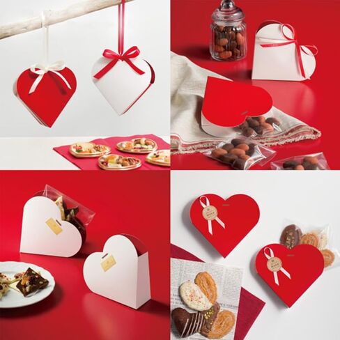 BASEMMAHER 15 Pcs Red Heart Treat Boxes Valentine's Day Love Heart Shaped Double-sided Candy Chocolate Baked Cookies Gift Folding Boxes for Wedding New Year Mother's Day Birthday Party Decor Supplies in Saudi Arabia
