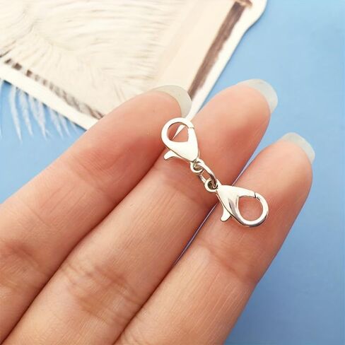 10PCS Double Lobster Claw Clasps Necklace Extender – Jewelry Making Bracelet Connector, Necklace Clasps and Closures for DIY Crafts, Silvery in Saudi Arabia