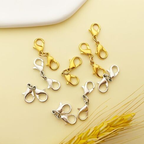 10PCS Double Lobster Claw Clasps Necklace Extender – Jewelry Making Bracelet Connector, Necklace Clasps and Closures for DIY Crafts, Silvery in Saudi Arabia