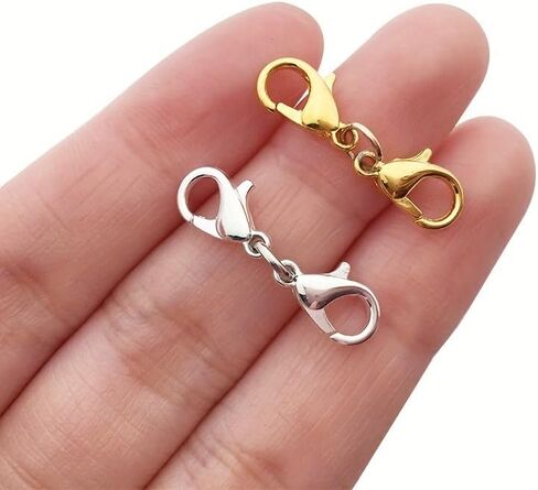 10PCS Double Lobster Claw Clasps Necklace Extender – Jewelry Making Bracelet Connector, Necklace Clasps and Closures for DIY Crafts, Silvery in Saudi Arabia