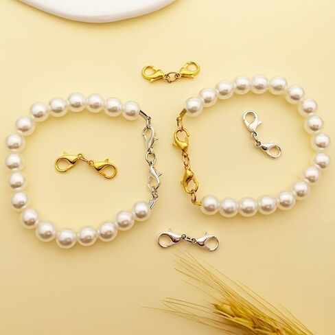 10PCS Double Lobster Claw Clasps Necklace Extender – Jewelry Making Bracelet Connector, Necklace Clasps and Closures for DIY Crafts, Silvery in Saudi Arabia