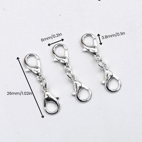 10PCS Double Lobster Claw Clasps Necklace Extender – Jewelry Making Bracelet Connector, Necklace Clasps and Closures for DIY Crafts, Silvery in Saudi Arabia