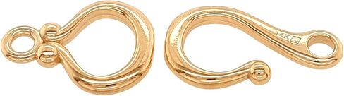 21MM 14K Solid Yellow Gold Ball-End Hook & Eye Clasp with Bead Details and Ball End Made in USA by CRAFT WIRE in Saudi Arabia
