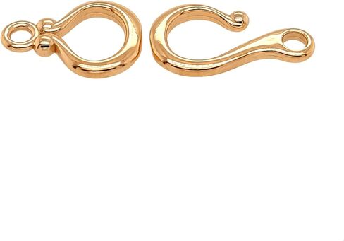21MM 14K Solid Yellow Gold Ball-End Hook & Eye Clasp with Bead Details and Ball End Made in USA by CRAFT WIRE in Saudi Arabia