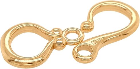 21MM 14K Solid Yellow Gold Ball-End Hook & Eye Clasp with Bead Details and Ball End Made in USA by CRAFT WIRE in Saudi Arabia