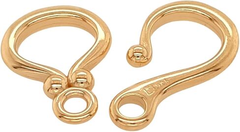 21MM 14K Solid Yellow Gold Ball-End Hook & Eye Clasp with Bead Details and Ball End Made in USA by CRAFT WIRE in Saudi Arabia