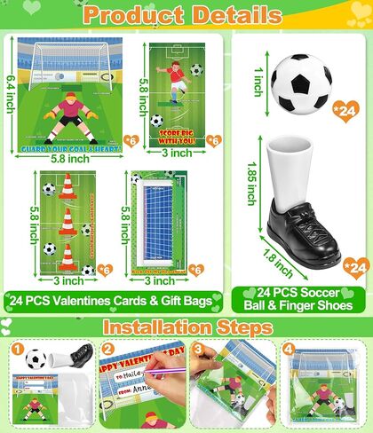[3D Goal Cards]24 Pack Valentines Day Gifts for Kids Finger Soccer Game with Valentines Day Cards for Kids School,Football Balls Tabletop Game for Party Favors Toddles Boys Girls Class Exchange Prizes in Saudi Arabia