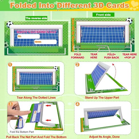 [3D Goal Cards]24 Pack Valentines Day Gifts for Kids Finger Soccer Game with Valentines Day Cards for Kids School,Football Balls Tabletop Game for Party Favors Toddles Boys Girls Class Exchange Prizes in Saudi Arabia