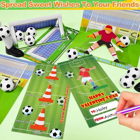 [3D Goal Cards]24 Pack Valentines Day Gifts for Kids Finger Soccer Game with Valentines Day Cards for Kids School,Football Balls Tabletop Game for Party Favors Toddles Boys Girls Class Exchange Prizes in Saudi Arabia