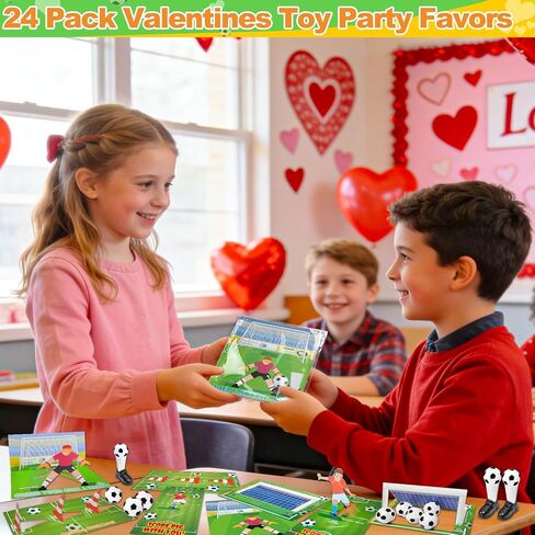 [3D Goal Cards]24 Pack Valentines Day Gifts for Kids Finger Soccer Game with Valentines Day Cards for Kids School,Football Balls Tabletop Game for Party Favors Toddles Boys Girls Class Exchange Prizes in Saudi Arabia