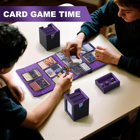 MTG Deck Box, Commander Deck Case Fits 200+ Double-Sleeved Cards, 3-in-1 Magnetic Card Storage Box,Removable Deck Case for TCG/Sports Cards with Handle＆Dice Tray（Black Purple） in Saudi Arabia